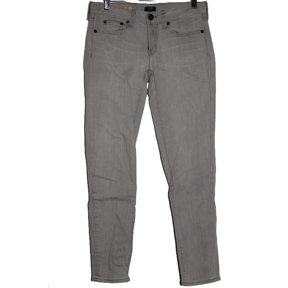 Womens J. Crew Stretch Toothpick 04511 Gray Denim Mid Rise Skinny Jeans Size 26